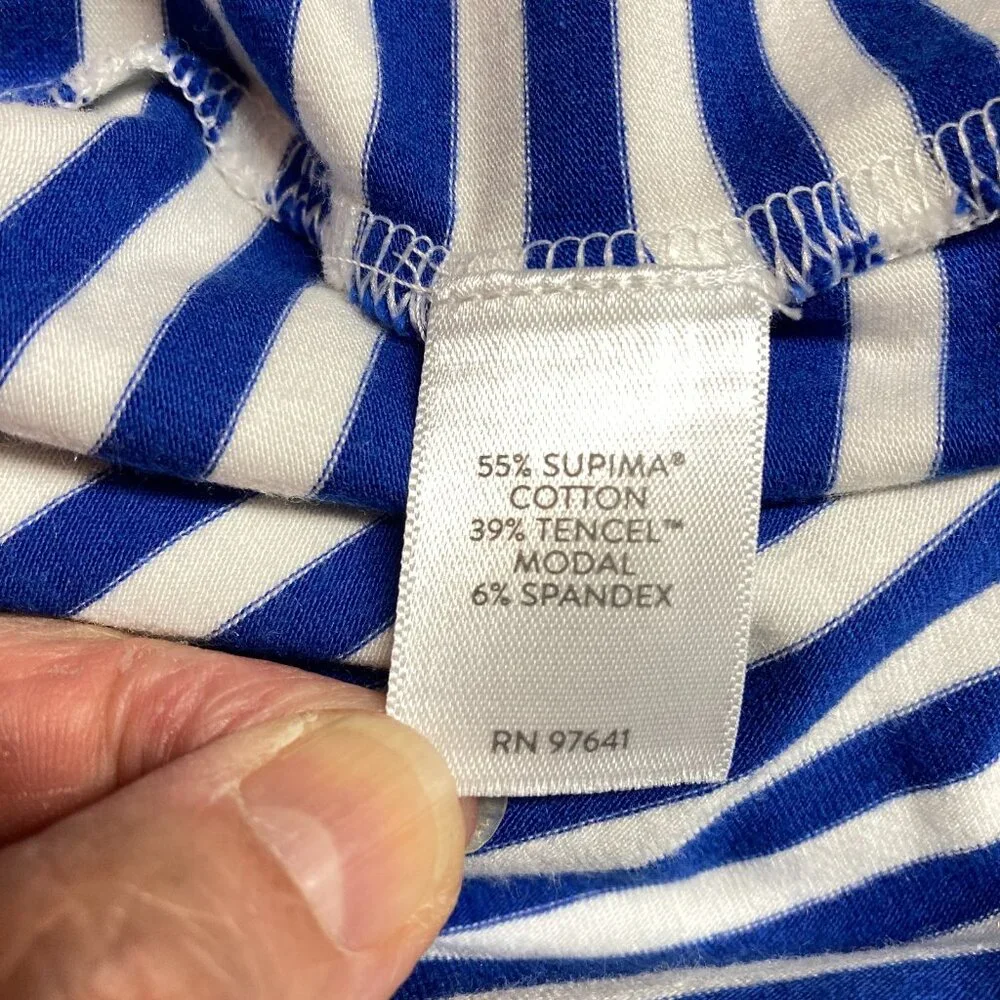 J Jill Striped T-Shirt, Size Small, Luxe Supima Elbow Short Sleeve, Blue & White - Picture 7 of 8